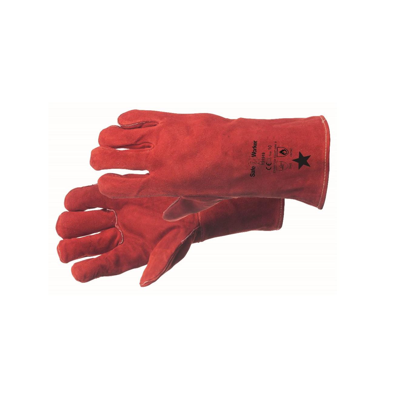 Safe Worker Handschuhe Rindsleder Kapuze 35 Cm Hitzebeständig