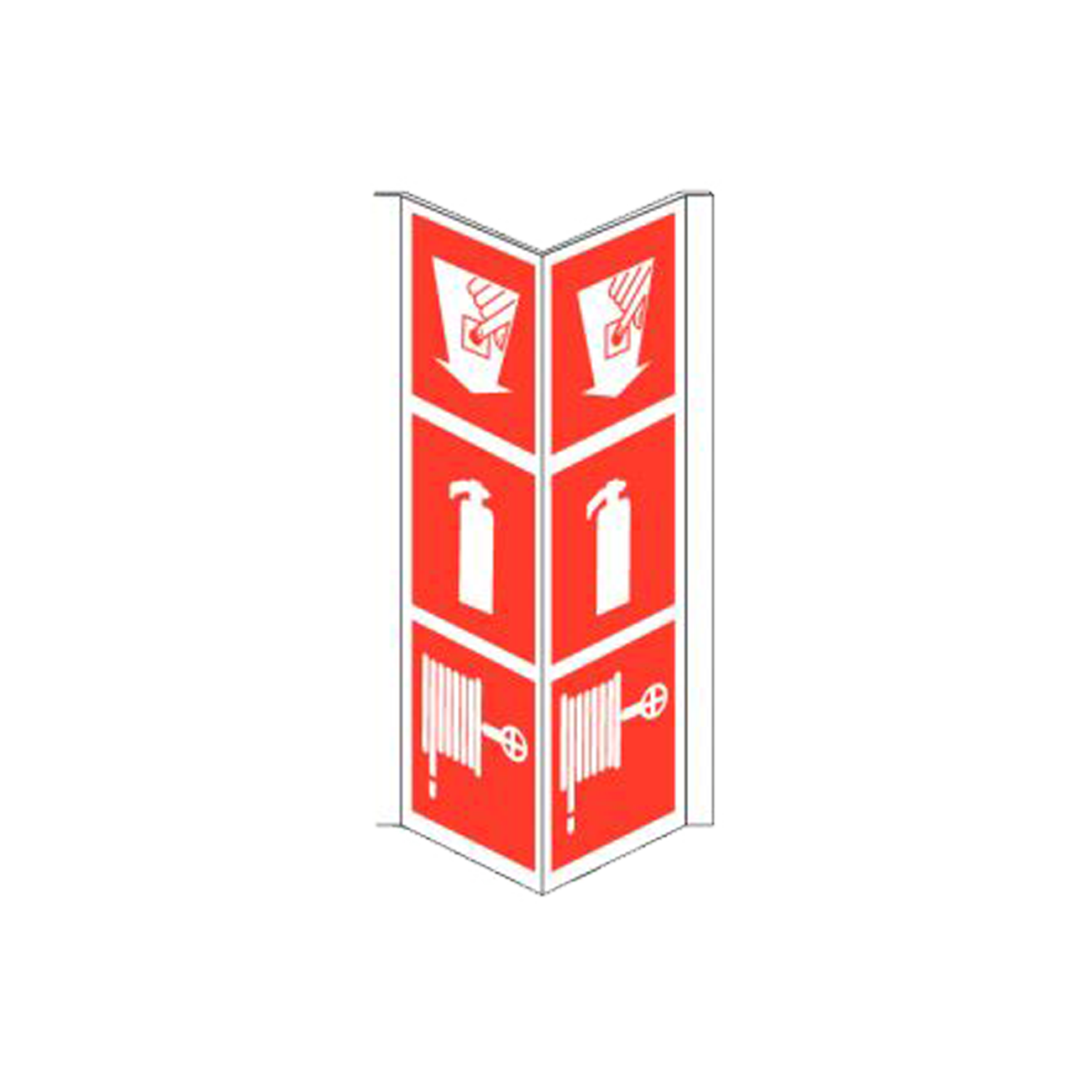 Piktogram Kombi-Board Senkrecht Brandmelder, Löscher Und Schlauchaufroller