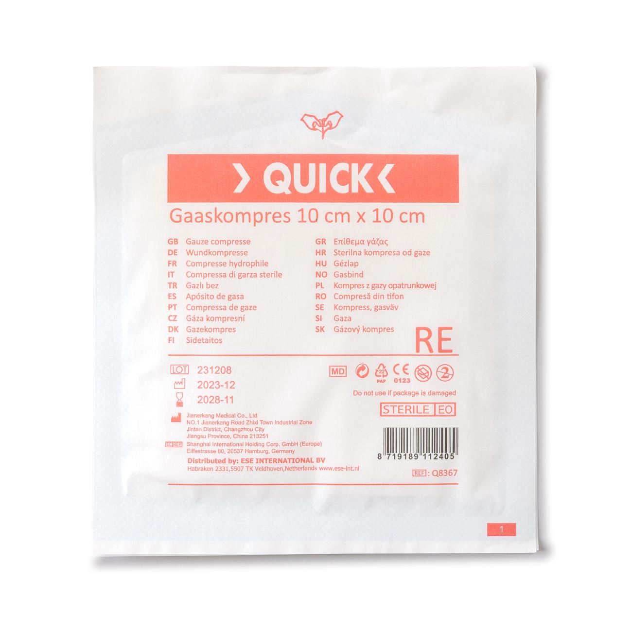 Quick Vlieskompresse Steril 10 X 10 Cm